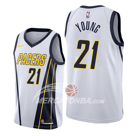 Maglia Indiana Pacers Indiana Pacers Thaddeus Young Earned Edition Bianco